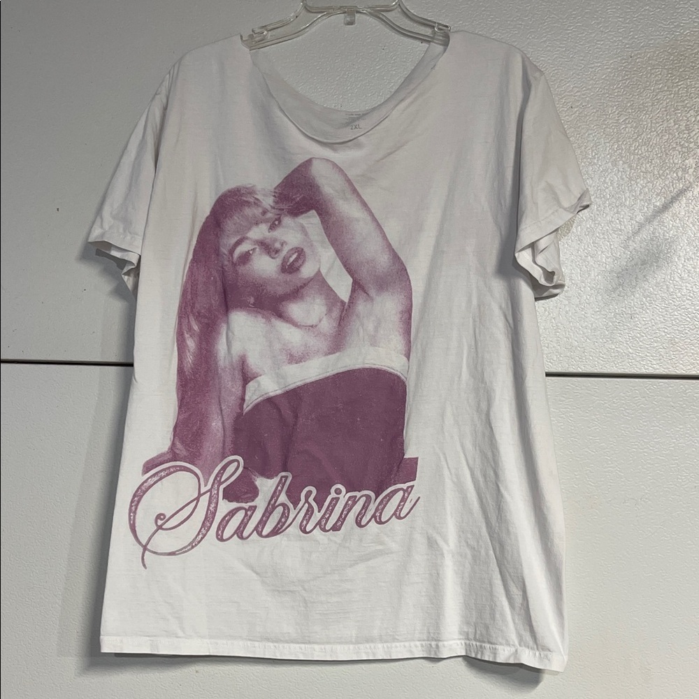 SABRINA CARPENTER WHITE T SHIRT 2XL CUT OUT